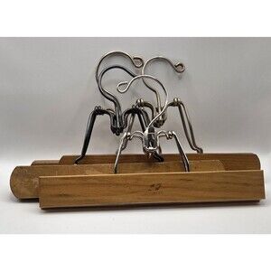 Lot of 4 VTG Wooden Pant Hangers 3 Setwell 1 Unbranded Made in the USA